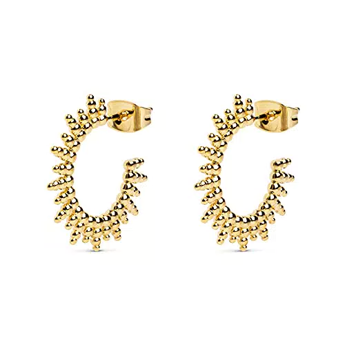 SINGULARU - Ohrringe Pebbles Sun Gold - Ohrringe aus Messing mit 18kt Vergoldung - Creolen-Ohrringe mit Ohrsteckerverschluss - Damenschmuck