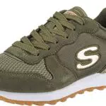 Skechers Damen Retros-og 85-goldn Gurl sneakers, Olive Suede Nylon Mesh Rose Gold Trim Old