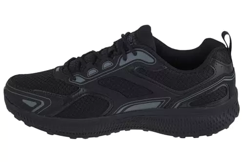 Skechers Herren GO Run CONSISTENT Sneaker, Black Leather Synthetic Charcoal Trim