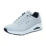 Skechers Herren UNO Stand ON AIR Sneaker, Light Gray Durabuck/Black Trim