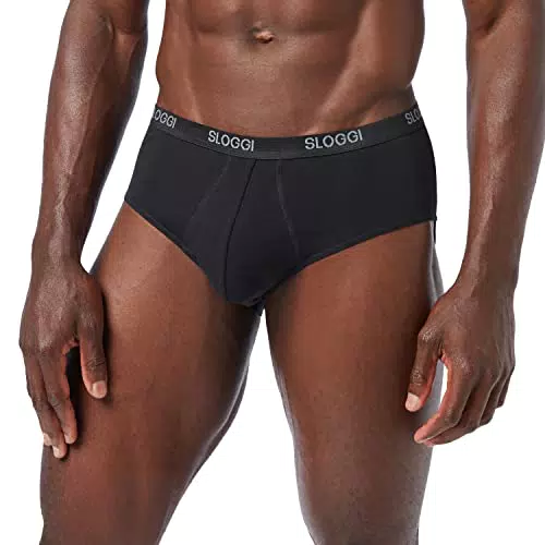 sloggi men Herren Basic Midi Slip, Black, 8