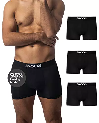 Snocks Boxershorts Herren aus 95% Lenzing Modal Extra weiches Material Schwarz Größe XXL Modal Unterwäsche Herren Unterhosen Männer Gr.2XL Mikrofaser Boxer