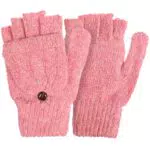 SOIMISS Rosa Wolle Halbfinger Winterhandschuhe Gestrickte Warme Handschuhe mit Flip Cover Kaltwetterhandschuh Handschuhe Handwärmer