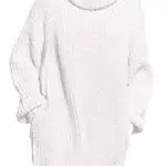 Sovoyontee Damen 2023 Herbst Rollkragen Übergroße Lose Langarm Grobstrick Pullover Kurz Pullover Kleider mit Taschen