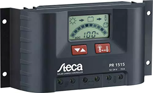 Steca PR1515 1515 Solarladeregler mit LCD Display und Lastausgang für 12 V Verbraucher bis 15 A