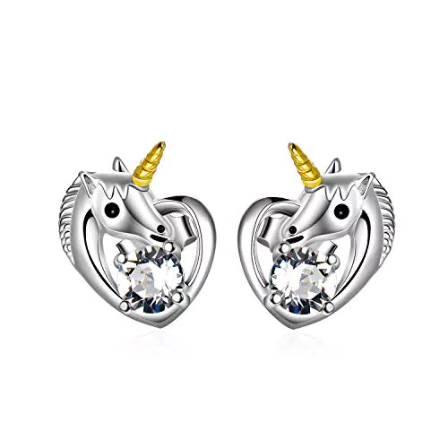 Sterling Silber Einhorn Ohrringe, Einhorn Schmuck Geburtstag Geschenke für Frauen Tochter