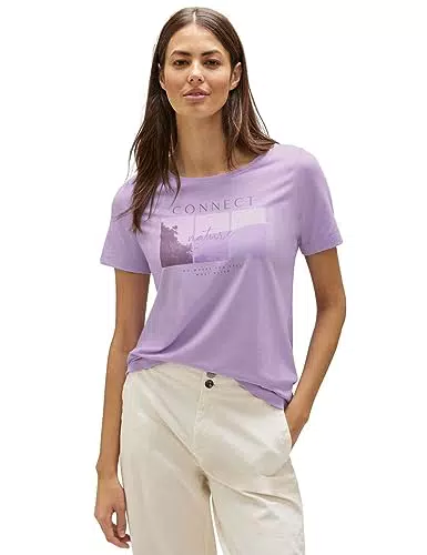 STREET ONE Damen A320450 Kurzarmshirt Bedruckt, Soft Pure Lilac