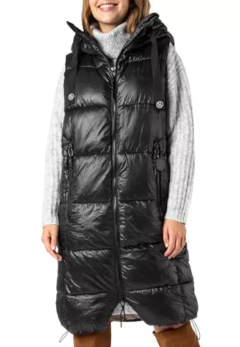 Sublevel Damen Lange Winter Steppweste Oversized ärmellos black