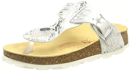 Superfit Fussbettpantoffel Sandale, Weiss/Silber 9010