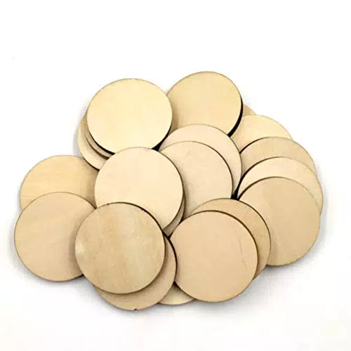 Supvox 100 Stücke Runde Holzscheiben zum Basteln und Bemalen Holz Streudeko Streuteile Baumscheiben Naturholzscheiben DIY Holzanhänger für Rustikale Hochzeit Tischdeko 5cm
