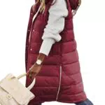 Svanco Lange Jacke Weste für Damen Daunenweste Kapuzenweste Steppweste Mantel Weste Winter Mädchen Elegant Damenwesten Winterjacke