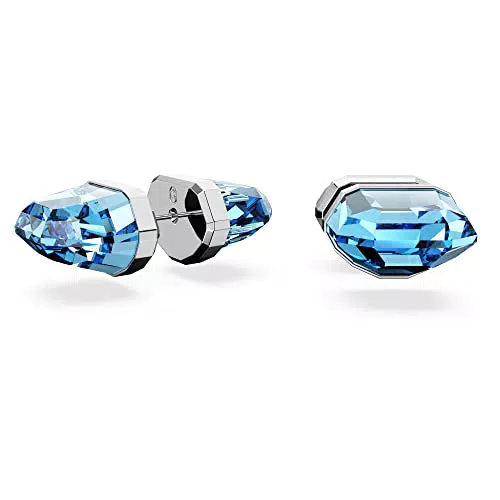 Swarovski Lucent Ohrstecker, Rhodinierte Ohrringe mit Blauen Swarovski Kristallen
