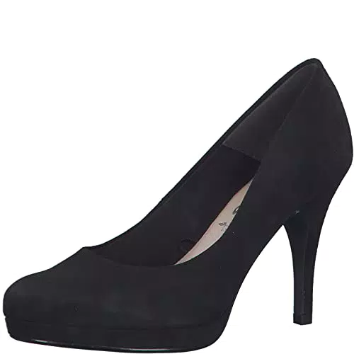Tamaris Damen Pumps Textil Vegan Trichterabsatz; BLACK SUEDE/schwarz;