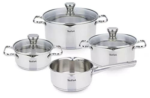 Tefal A705A8 Duetto Edelstahl Kochtopf-Set, 7-Teilig induktionsgeeignet
