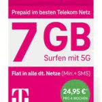 Telekom MagentaMobil Prepaid XL I 7GB Datenvolumen I SIM-Karte ohne Vertragsbindung I Allnet Flat in alle dt. Netze I mit EU-Roaming I Surfen mit 5G Max & Hotspot Flat