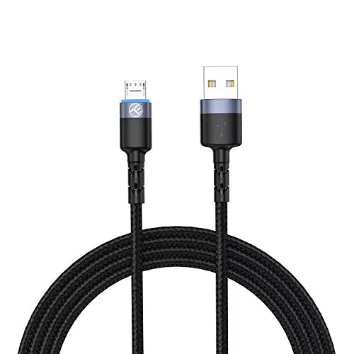 TELLUR Datenkabel USB auf Micro USB, LED, Nylon geflochten