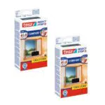 tesa Insect Stop COMFORT Fliegengitter für Fenster im 2er Pack - Insektenschutz mit Klettband selbstklebend - Fliegen Netz ohne Bohren - anthrazit