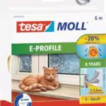 tesamoll E-Profil Gummidichtung - Selbstklebende Dichtung zum Isolieren von Spalten an Fenstern und Türen - Braun - 10 m x 9 mm x 4 mm