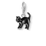Thomas Sabo Damen Charm-Anhänger Katze schwarz Charm Club 925 Sterling Silber 0701-007-11