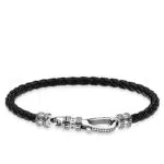 Thomas Sabo Men Lederarmband Karabiner 925 Sterling Silber A1931-682-11