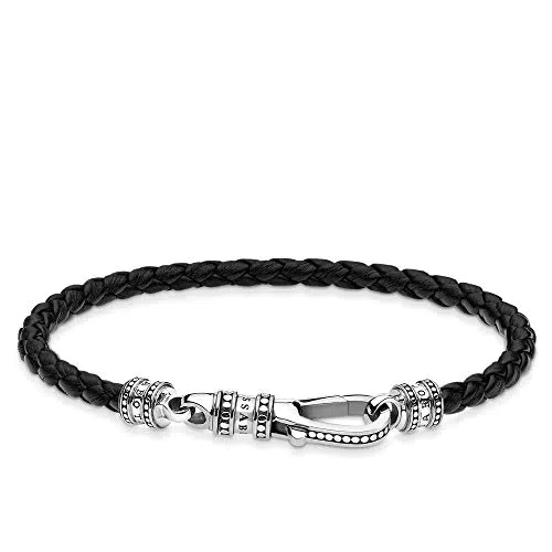 Thomas Sabo Men Lederarmband Karabiner 925 Sterling Silber A1931-682-11