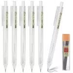 TIESOME Transparent Druckbleistift 0, 5mm, 6 Stück Druckbleistifte mit 1 Nachfüllung
