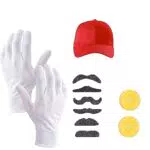 TK Gruppe Timo Klingler Kostümheld 2 in 1 - Set Mario Kostüm mit Handschuhen