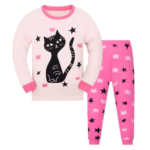 Tkiames Mädchen Schlafanzug Giraffe Baumwolle Kinder Langarm Pyjama