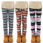 TODDOR 3 Pack warme Mädchen Leggings Winter Dicke Vlies ausgekleidete Leggings Kinder Knöchel Länge Bedruckte Stretchhose
