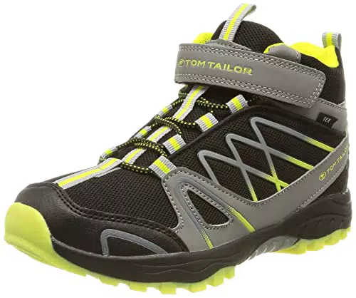 Tom Tailor 4271102 Walking-Schuh, Black-Grey-neon Yellow