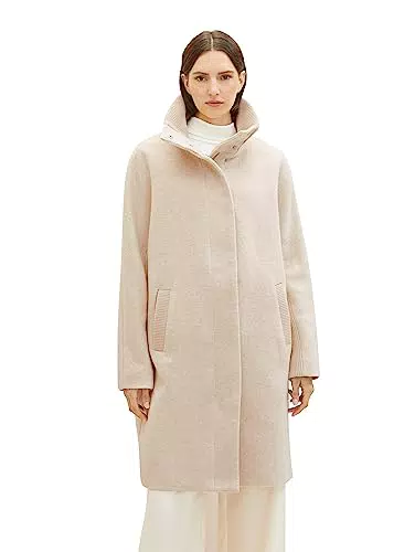 TOM TAILOR Damen 1038678 Mantel mit Stehkragen, 33755-bisque Melange