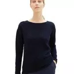 TOM TAILOR Damen 1038884 Pullover mit Struktur, 10668-sky Captain Blue