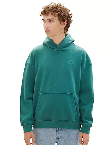 TOM TAILOR Denim Herren 1037623 Relaxed Fit Hoodie mit Logo-Print