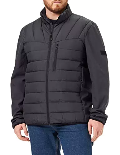 TOM TAILOR Denim Herren Hybrid Steppjacke 1031781, 29476 - Coal Grey