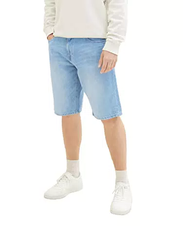 TOM TAILOR Herren 1036290 Bermuda Jeans Shorts, 10118 - Used Light Stone Blue Denim