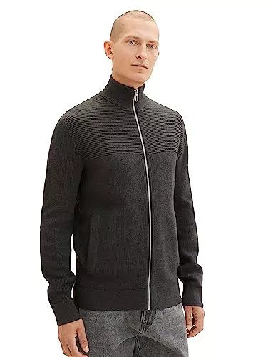 TOM TAILOR Herren 1038317 Moderne Strick-Jacke im Struktur-Mix