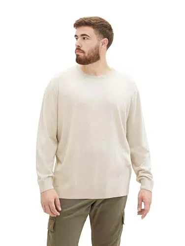 TOM TAILOR Herren Plussize Basic Strickpullover mit Crewneck