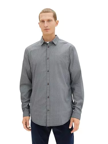 TOM TAILOR Herren Regular Fit Hemd mit Muster aus Baumwolle