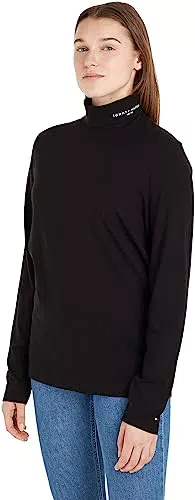 Tommy Hilfiger Herren Langarmshirt Rollkragen, Schwarz