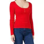 Tommy Jeans Damen Langarmshirt Slim Rib C-Neck Basic