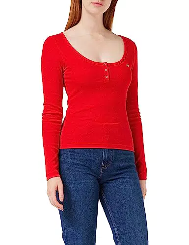 Tommy Jeans Damen Langarmshirt Slim Rib C-Neck Basic