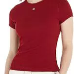 Tommy Jeans Damen T-Shirt Kurzarm Essential Rib Rundhalsausschnitt