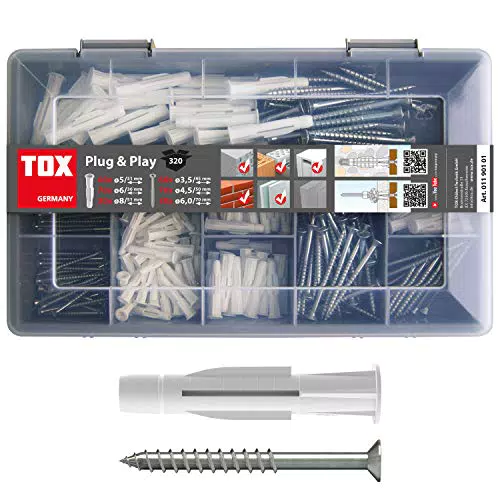 TOX Sortimentskoffer Plug & Play Dübel Set mit Allzweckdübel TRIKA 5x31 mm + passende Schrauben