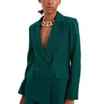 TRENDYOL Frauen Übergröße Regular Fit Zweireihig Rundhalsausschnitt Gewebte Blazer