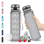 Trinkflasche 500ml, Tritan Sport BPA Frei, Wasserflasche 0.5L Zeitmarkierung und Filter