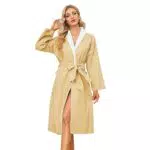 U2SKIIN Damen Plüsch gefütterter Mikrofaser Bademantel weich warm Bademäntel für Damen Morgenmantel Sauna Bademantel Hausmantel Kimono