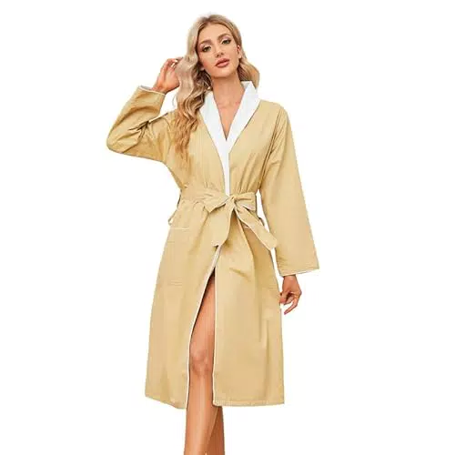 U2SKIIN Damen Plüsch gefütterter Mikrofaser Bademantel weich warm Bademäntel für Damen Morgenmantel Sauna Bademantel Hausmantel Kimono