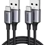 UGREEN USB C Kabel 2 Stück USB auf USB C Kabel Nylon Geflochten USB C Ladekabel kompatibel mit S24 Ultra S24+ S24 S23 S22 S10 A73 A72 A53 Huawei P60 Lite iPhone 15 Pro 15 Pro Max