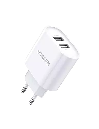 UGREEN USB Ladegerät 17W USB Netzteil 2-Port 3.4A Ladestecker mit intelligenter Technologie kompatibel mit iPhone 15/15 Pro Max/14/13/12/11/X/8/7
