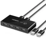 UGREEN USB Switch 2PC KVM USB Switch 2 In 4 Out für stabile Datenübertragung Umschalter mit 2 USB Kabel für Tastatur